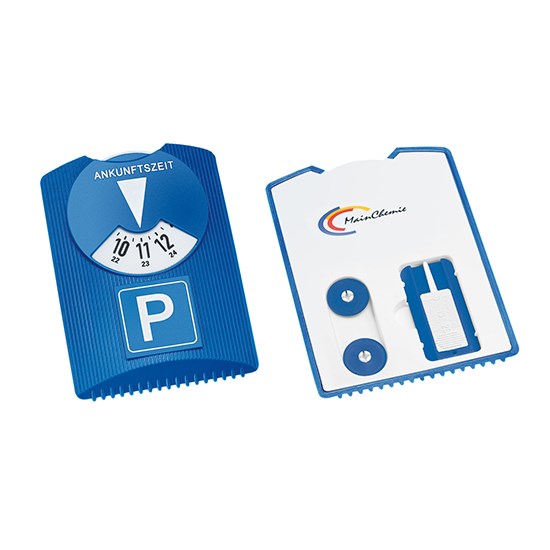Parkscheibe Design (blau, weiß, blau, ABS PS PP, 68g) als Werbeartikel  Auf